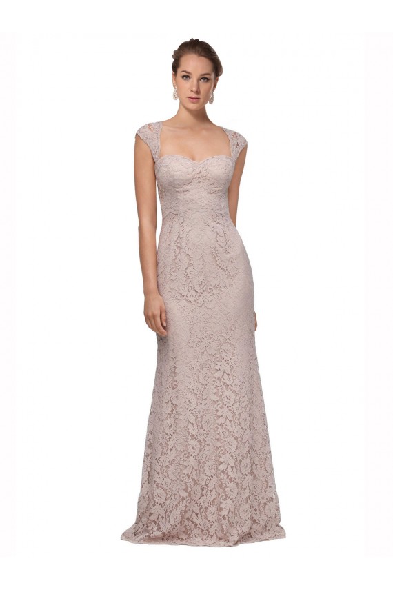 Sweetheart Neckline Cap Sleeves Lace Prom Dress with Twist