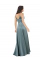 Silky Satin Floor-Length Long Prom Dress with V-Neckline