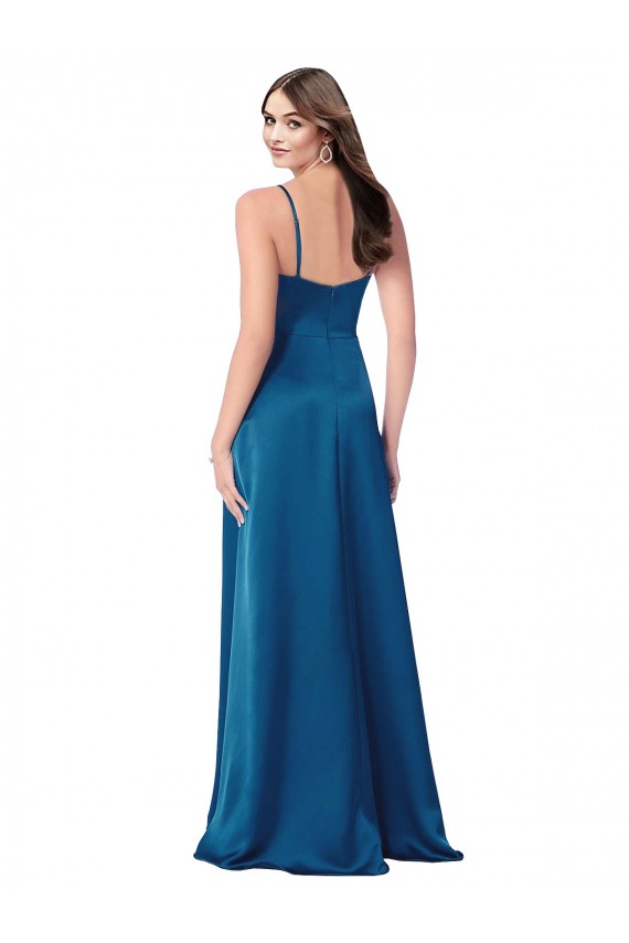 Cowl Neck Salky Satin Prom Dress