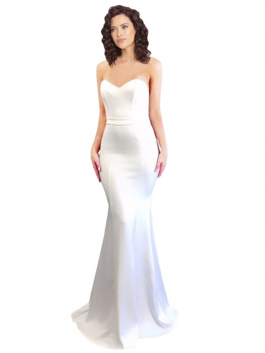 Buy Sweetheart Strapless High Neck Long Crepe Prom Dress UK