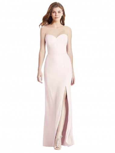 Buy Strapless Crepe Trumpet Prom Dress with Front Slit UK