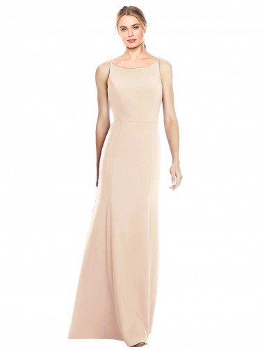 Buy V-Spaghetti Strap Open Back Bateau Neck Trumpet Prom Dress UK
