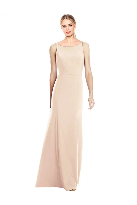 V-Spaghetti Strap Open Back Bateau Neck Trumpet Prom Dress