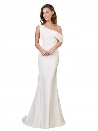Buy One Shoulder Crepe Prom Dress with Draped Off the Shoulder Strap UK