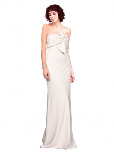Buy Strapless Crepe Fitted Prom Dress with Twist Bow UK