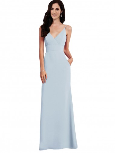 Buy V Back Spaghetti Strap Maxi Prom Dress with Pockets UK