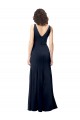 Classic V-Neck Long Stretch Crepe Prom Dress with V-Back