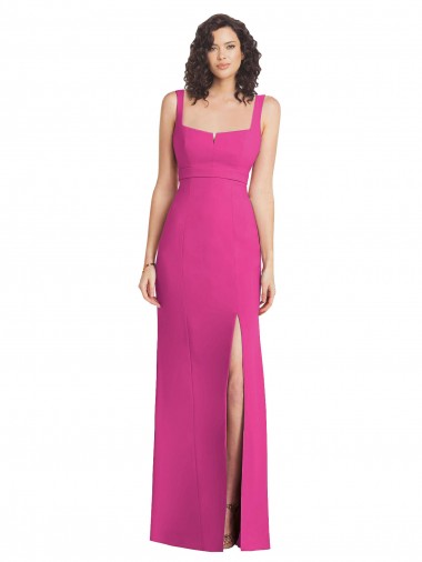 Buy Wide Strap Notch Empire Waist Bridesaid Dress with Front Slit UK