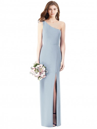 Buy One Shoulder Crepe Trumpet Prom Dress with Front Slit UK