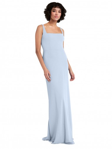 Buy Slim Square Neck Fit and Flare Full Length Stretch Crepe Prom Dress UK