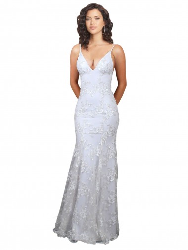 Buy V-Neckline Backless Floral Patterned Sequin Formal Prom Dress UK