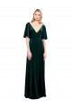 Deep V-Neck Flutter Sleeves Long Velvet Wrap Prom Dress