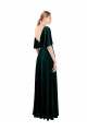 Deep V-Neck Flutter Sleeves Long Velvet Wrap Prom Dress