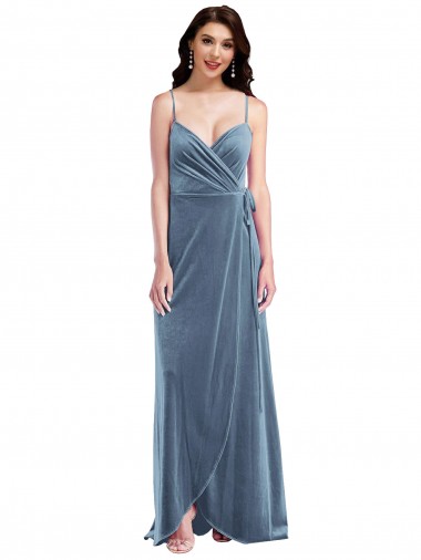 Buy Velvet Wrap Maxi Prom Dress with Pockets UK