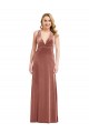 Plunging Neckline Velvet Maxi Prom Dress with Criss Cross Open Back